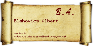 Blahovics Albert névjegykártya